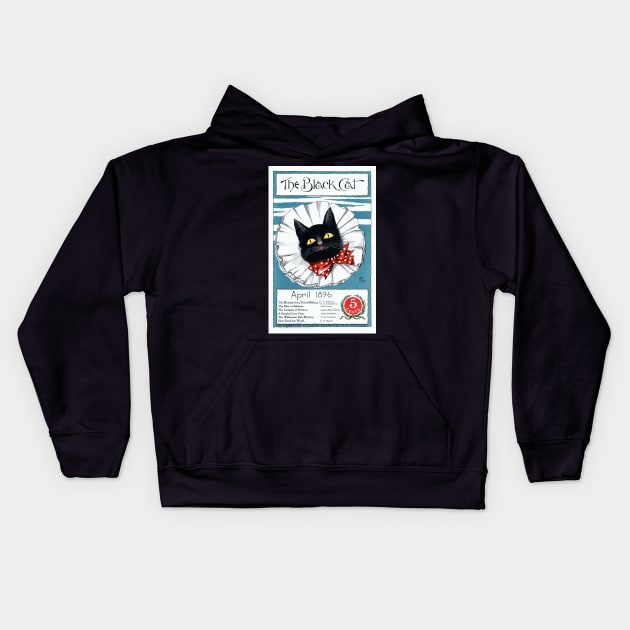 Beautifully Restored Black Cat Magazine Cover - April 1896 Issue Kids Hoodie by vintageposterco